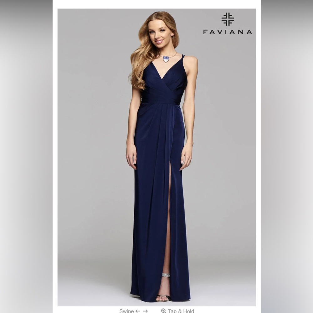 Faviana 7755 Navy Blue Bridesmaid Prom Dress Size 10 NWT
